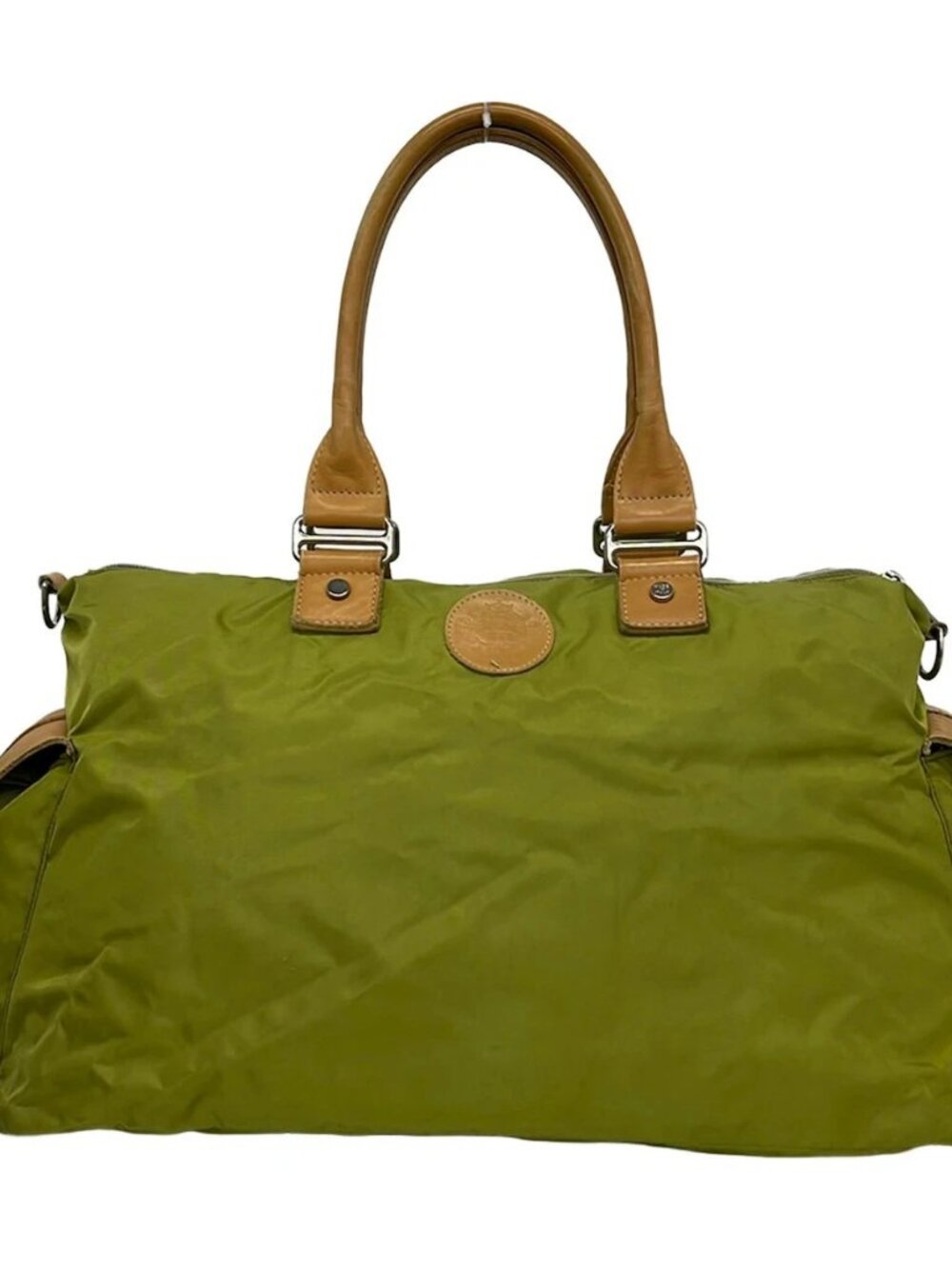 OROBIANCO Yellow Green Light Brown Nylon Leather Shoulder Bag
